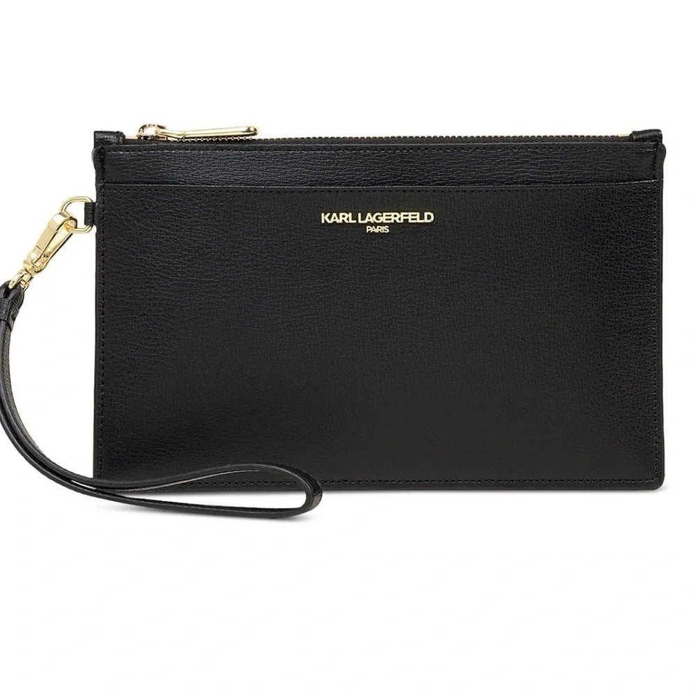 Karl Lagerfeld black with goldwristleT 7x4.5 NWOT - Picture 1 of 6